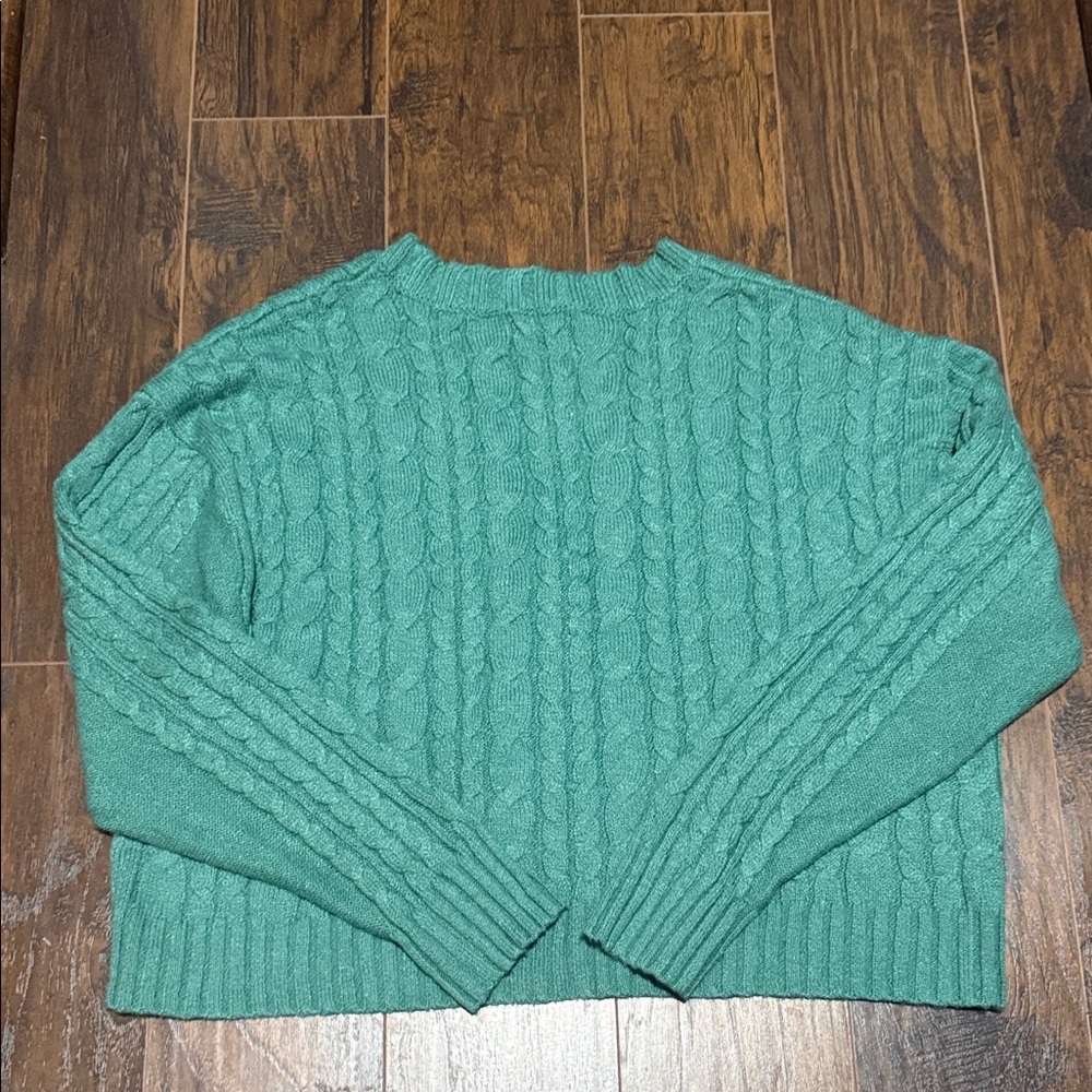 American Eagle Outfitters Teal Cable Knit Cardigan - Picture 5 of 5